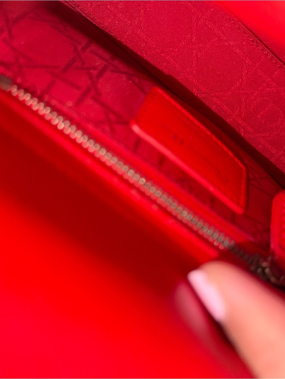 Dior Red Quilted Lady Mini Tote with Silver Hardware - Picture 13 of 13
